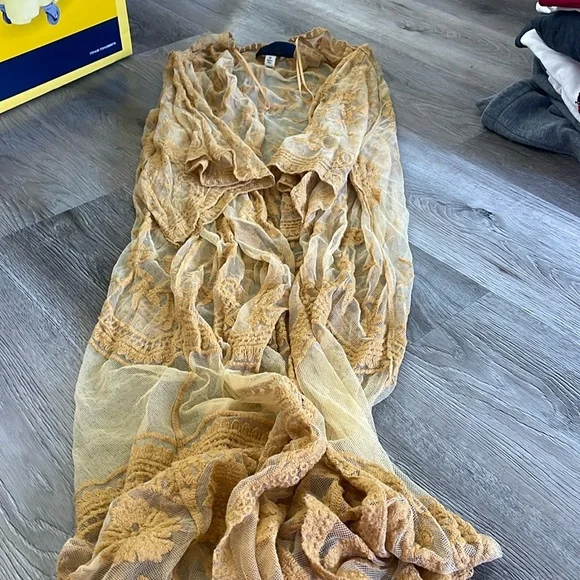 Sweaters Mustard Yellow Lace Duster Cardigan Poshmark